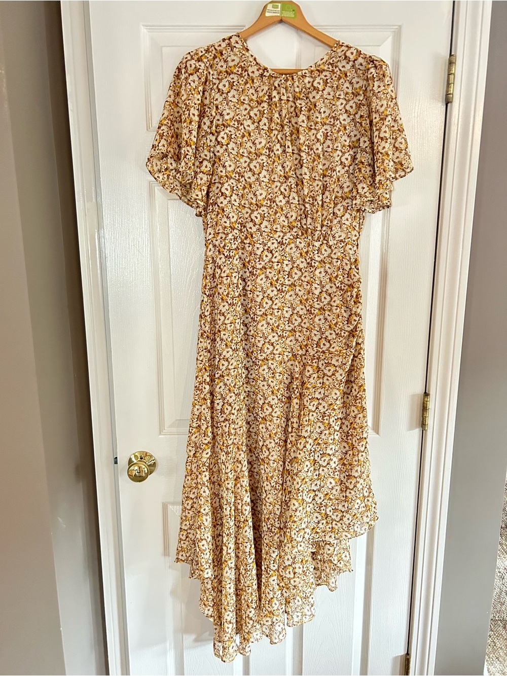 Astr Yellow Floral Dress with Flutter Sleeves - Picture 1 of 6